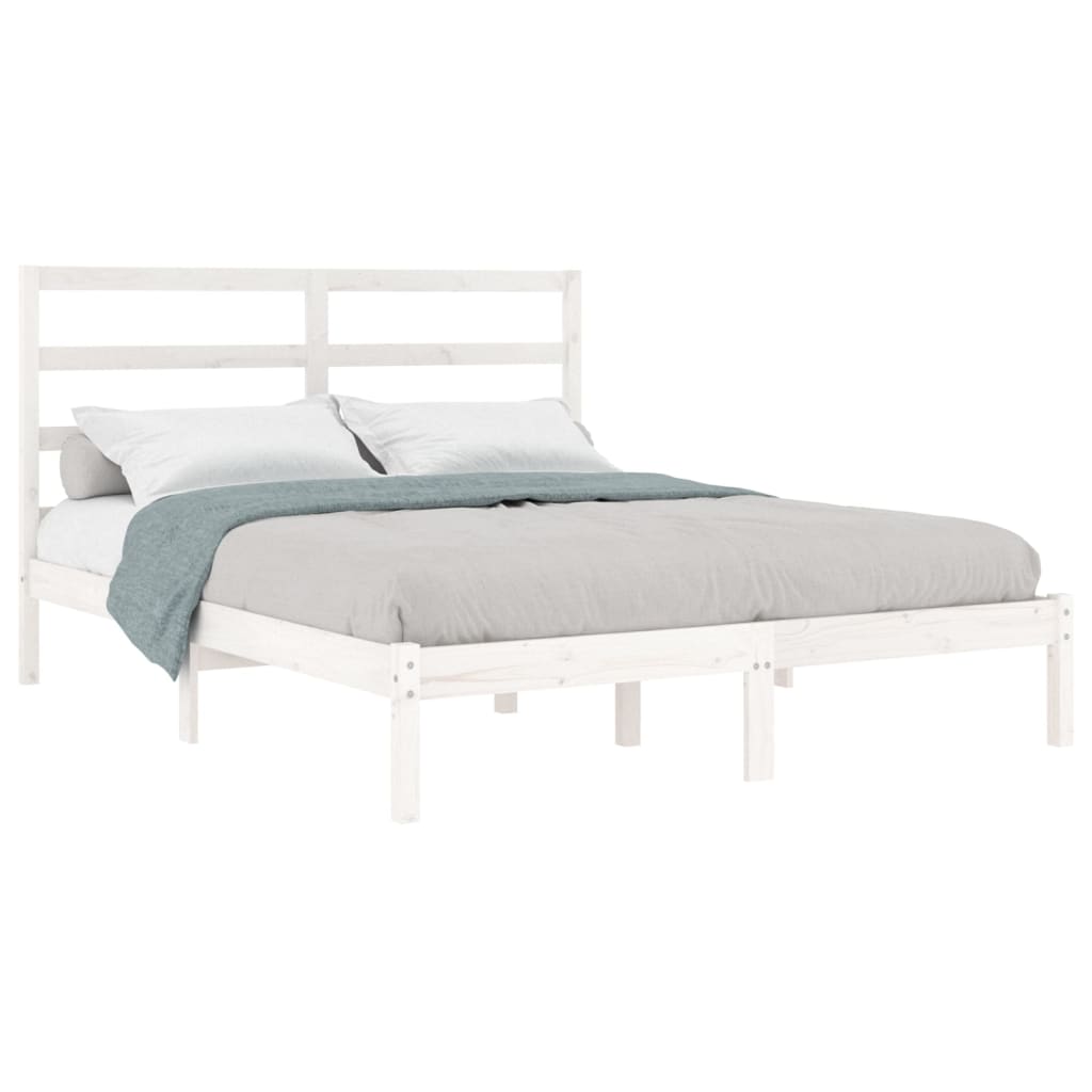 Bed Frame without Mattress White 135x190 cm Double Solid Wood