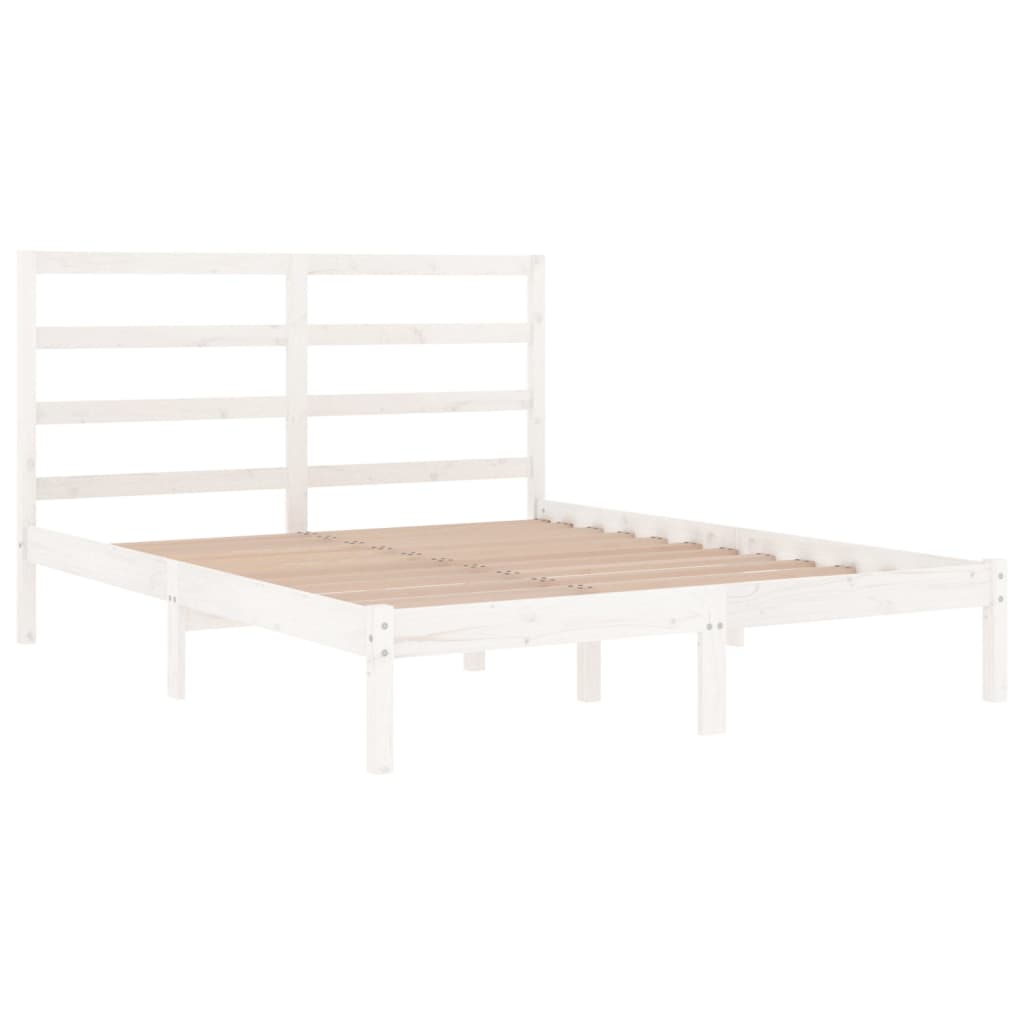 Bed Frame without Mattress White 135x190 cm Double Solid Wood