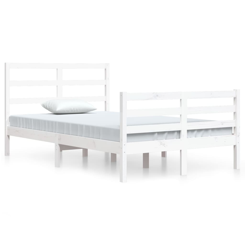 Bed Frame without Mattress White Solid Wood Pine 120x200 cm
