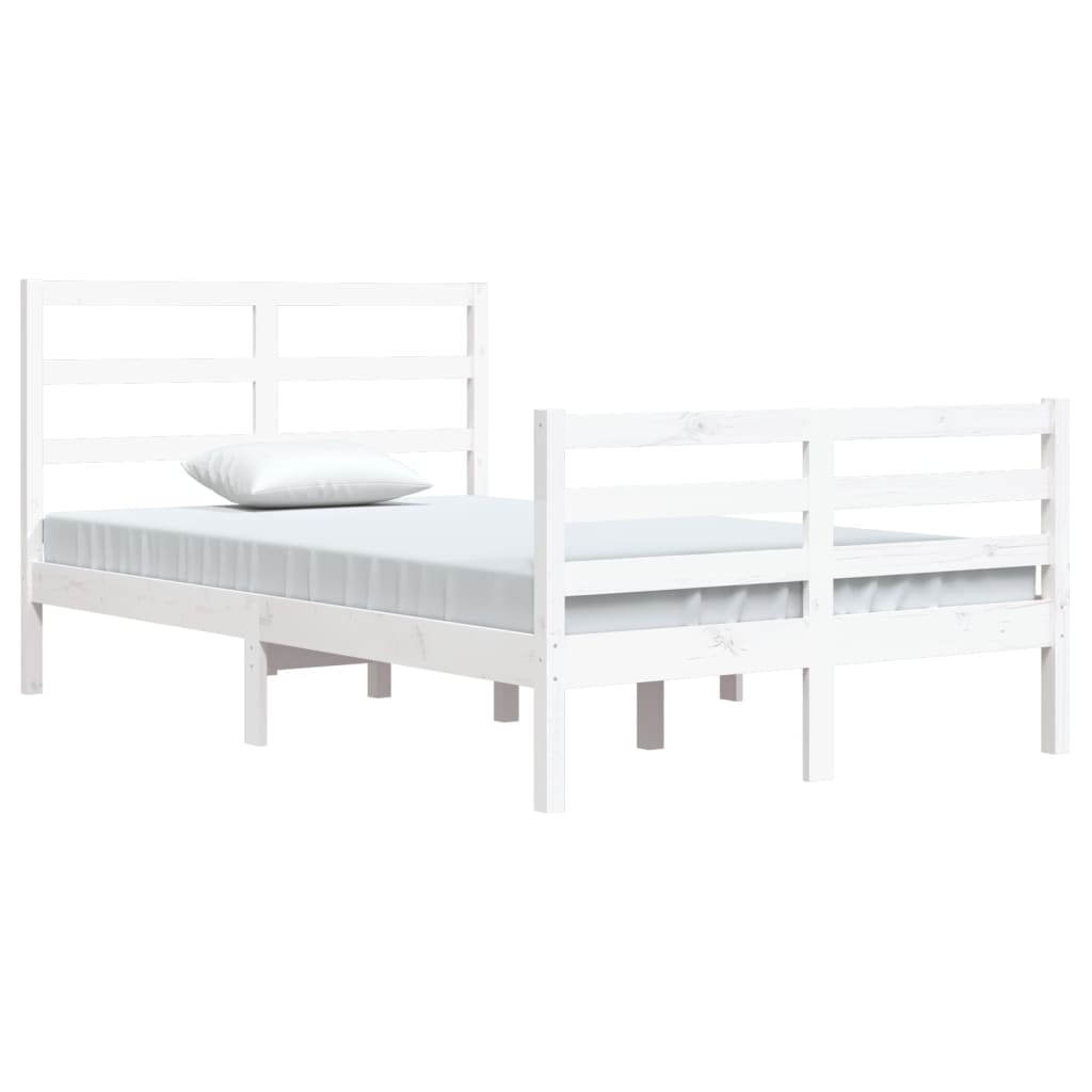 Bed Frame without Mattress White Solid Wood Pine 120x200 cm