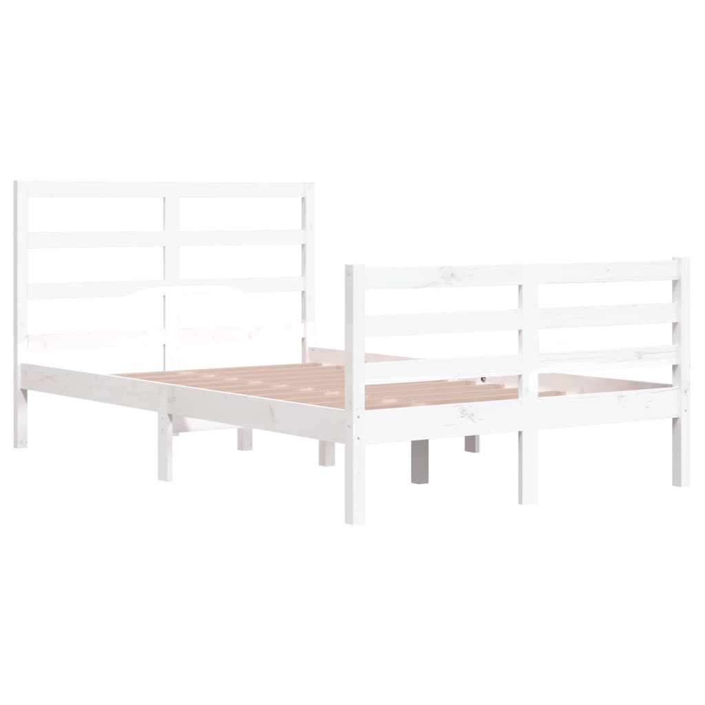 Bed Frame without Mattress White Solid Wood Pine 120x200 cm
