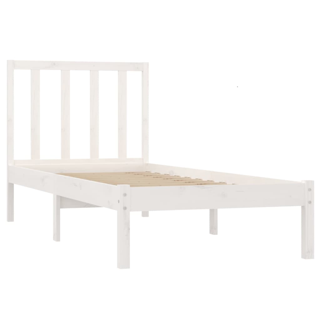 Bed Frame without Mattress White Solid Wood Pine 90x200 cm