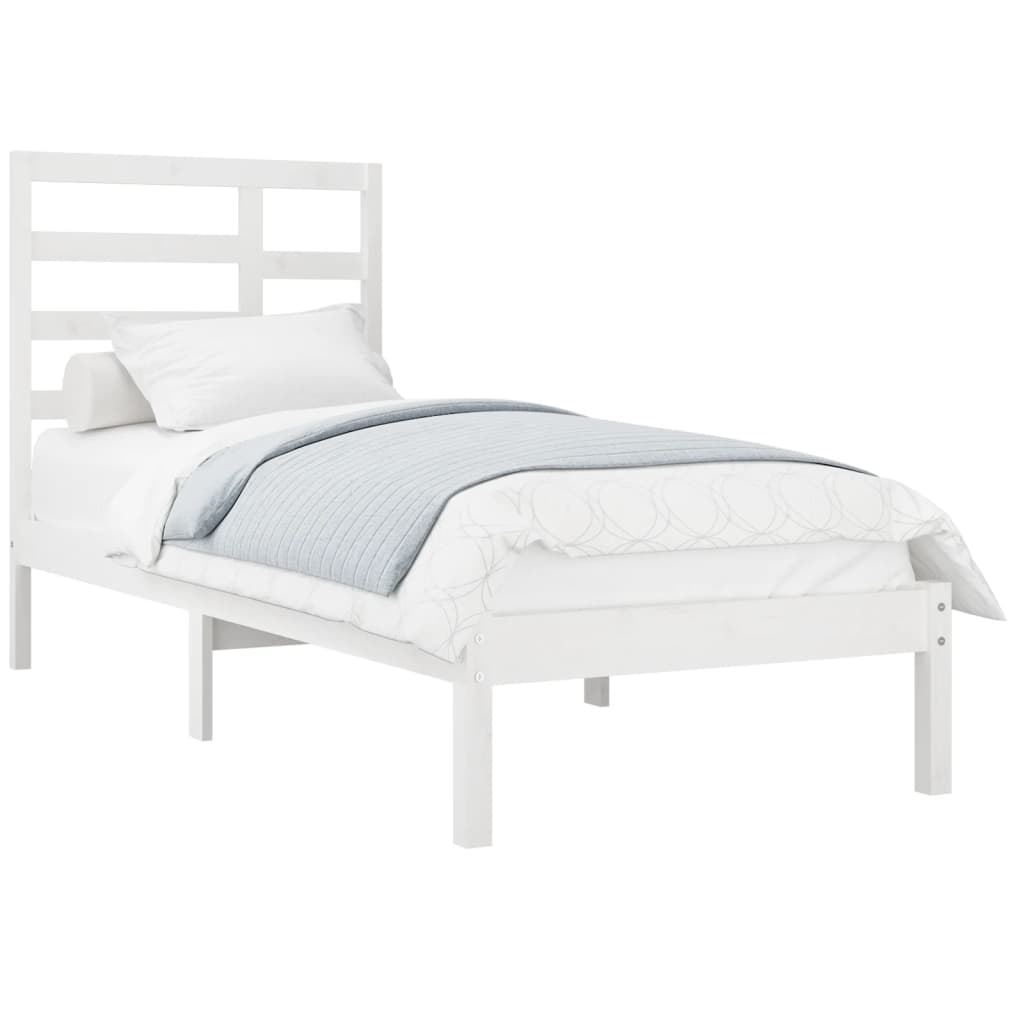 Bed Frame without Mattress White Solid Wood 90x200 cm