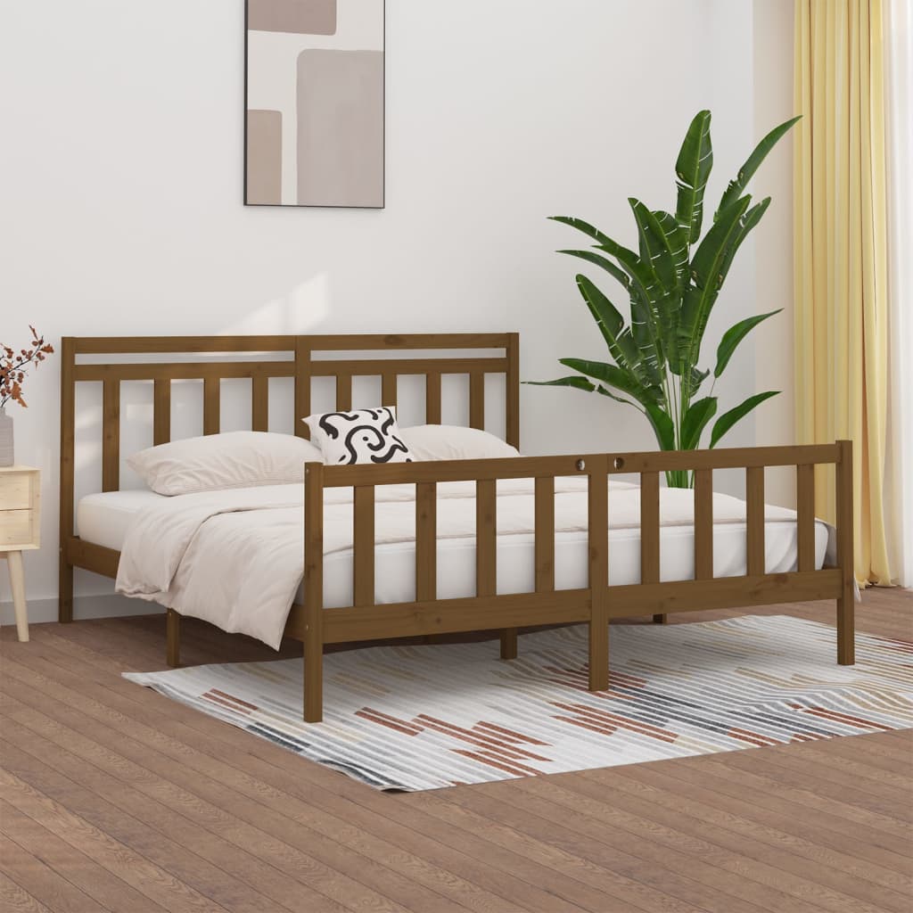 Bed Frame without Mattress Honey Brown Solid Wood Pine 200x200 cm