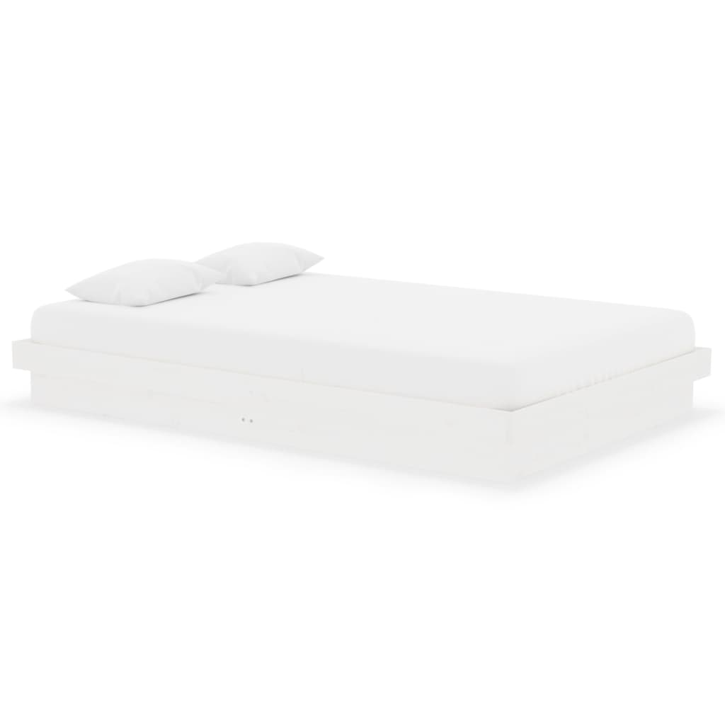 Bed Frame without Mattress White Solid Wood Small Double