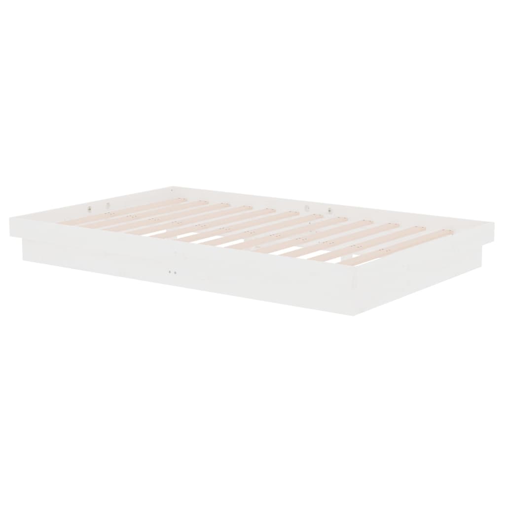 Bed Frame without Mattress White Solid Wood Small Double