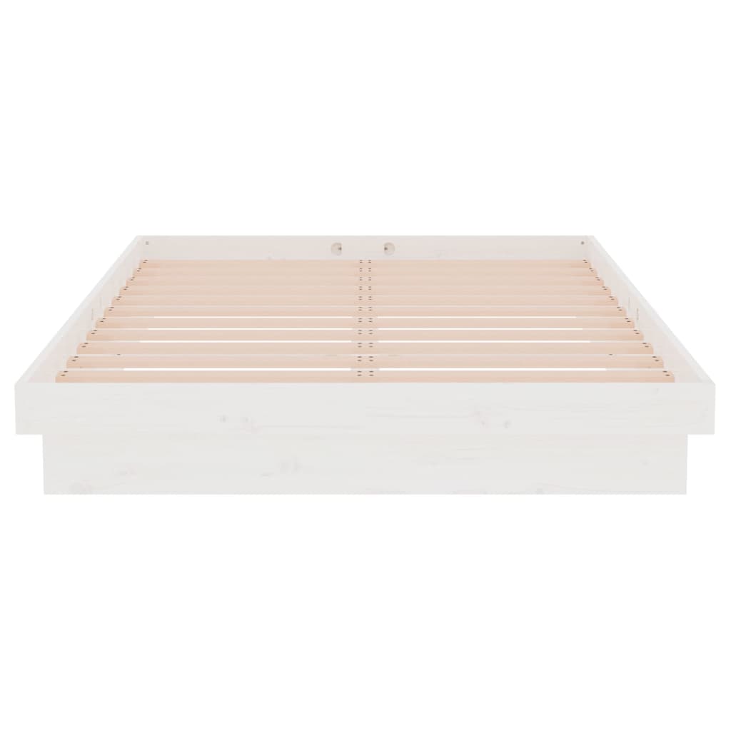 Bed Frame without Mattress White Solid Wood Small Double