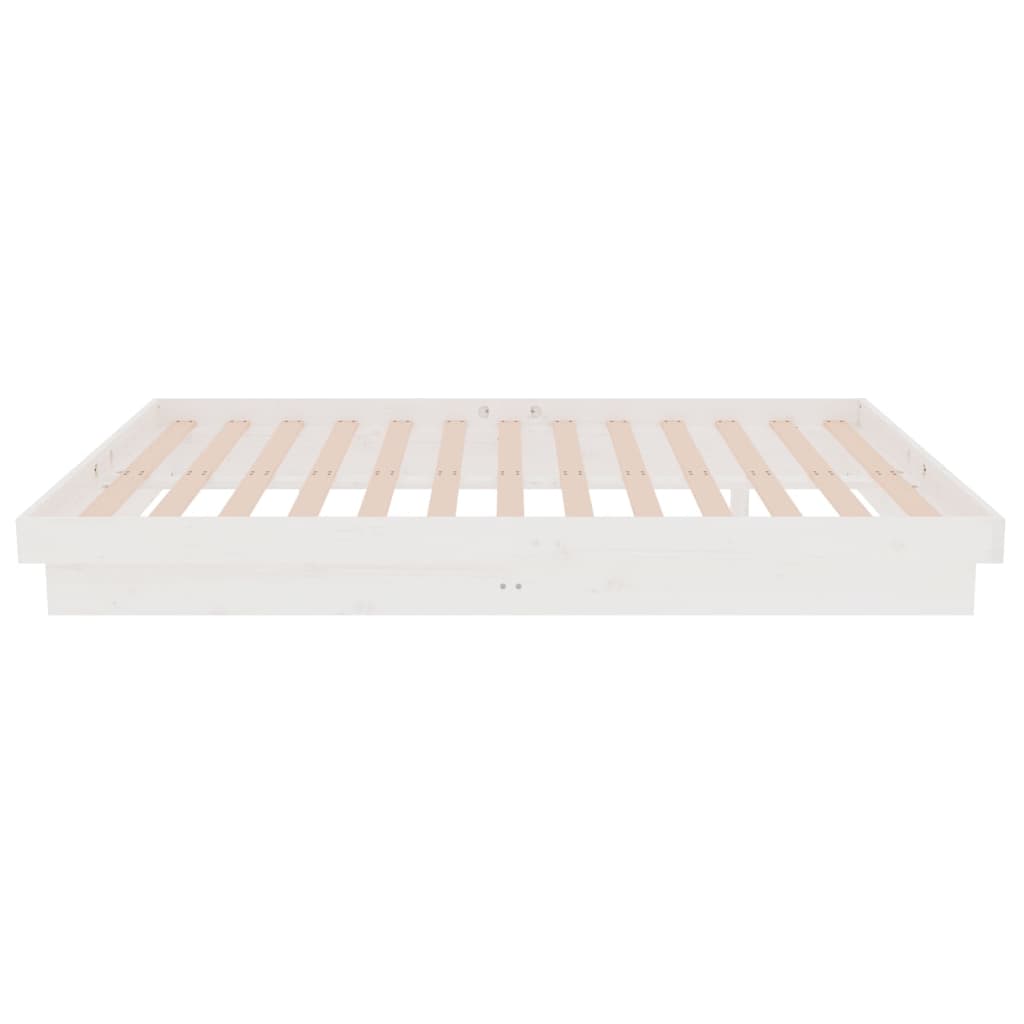 Bed Frame without Mattress White Solid Wood Small Double