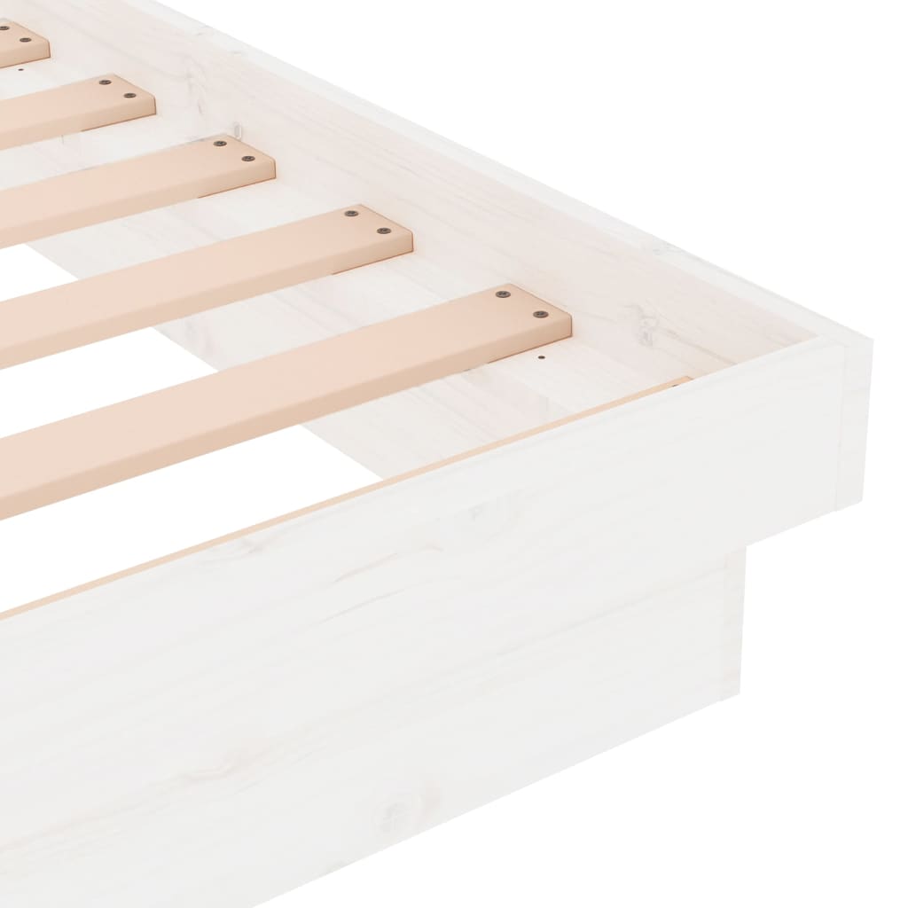 Bed Frame without Mattress White Solid Wood Small Double