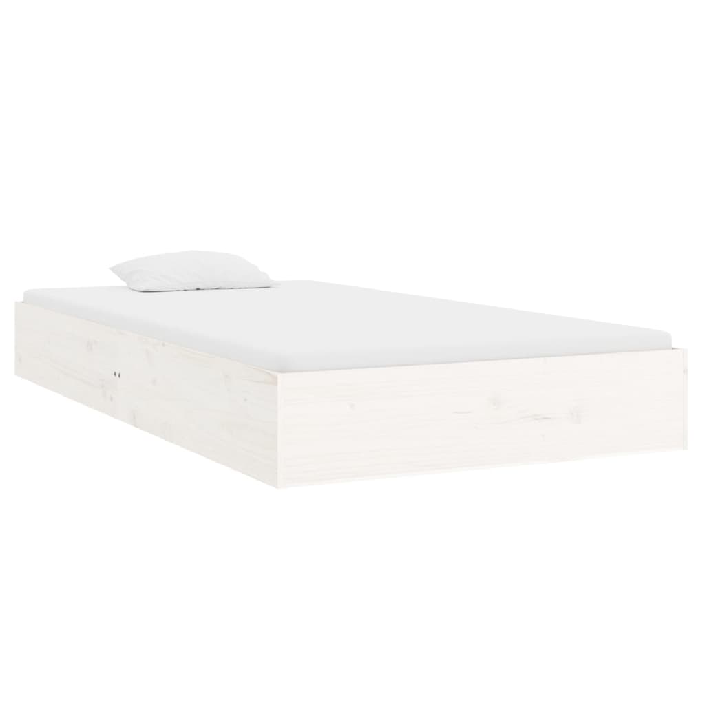 Bed Frame without Mattress White Solid Wood 100x200 cm