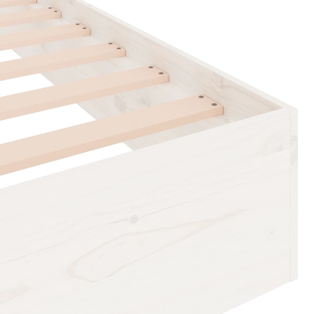 Bed Frame without Mattress White Solid Wood 100x200 cm