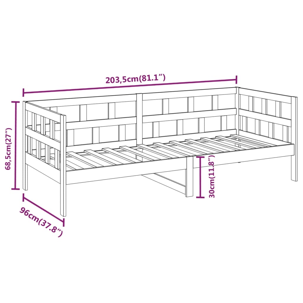 Day Bed without Mattress Honey Brown Solid Wood Pine 90x200 cm