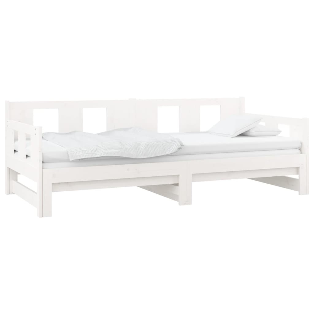 Pull-out Day Bed without Mattress White Solid Wood Pine 2x cm