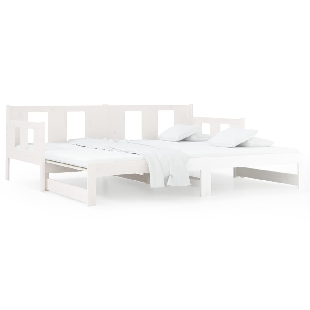 Pull-out Day Bed without Mattress White Solid Wood Pine 2x cm