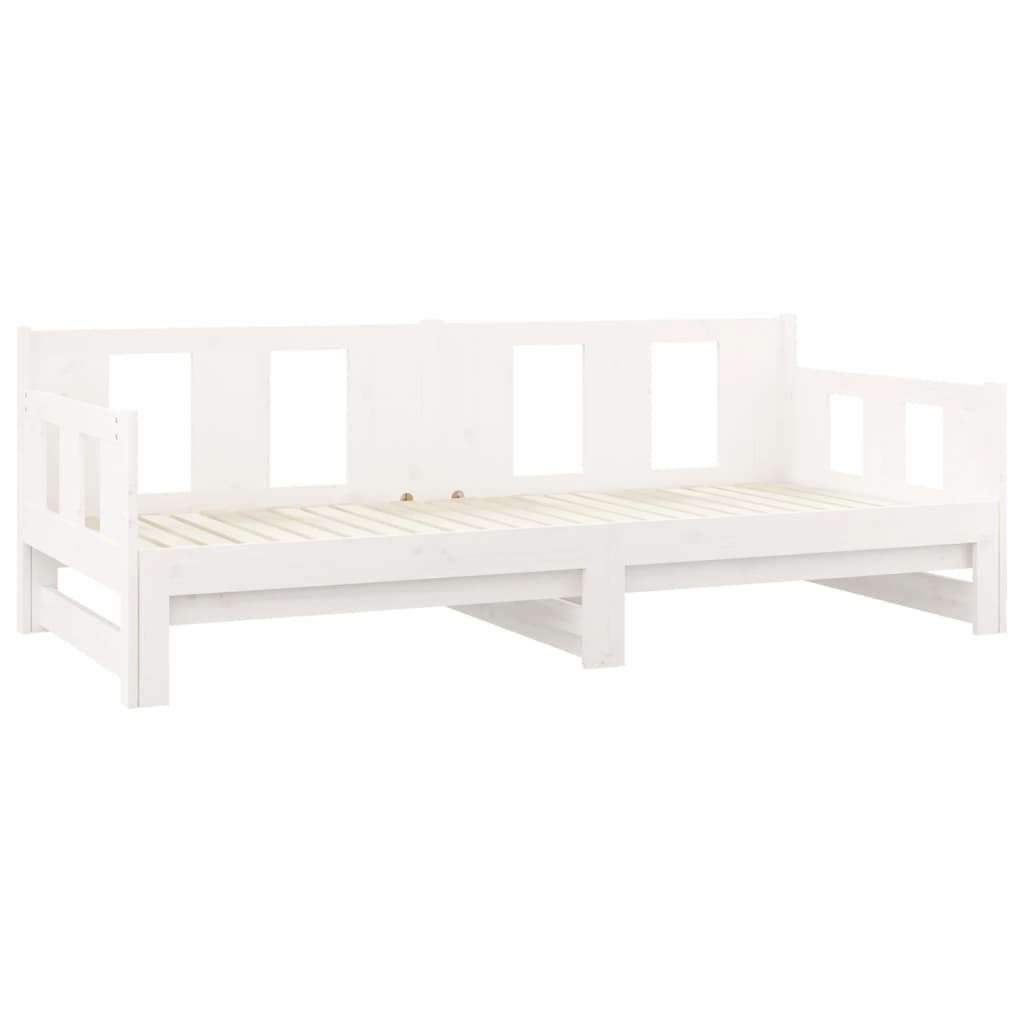 Pull-out Day Bed without Mattress White Solid Wood Pine 2x cm
