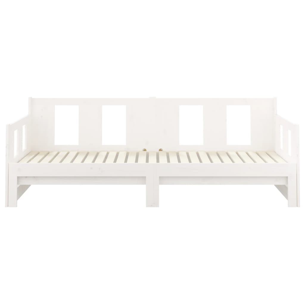 Pull-out Day Bed without Mattress White Solid Wood Pine 2x cm