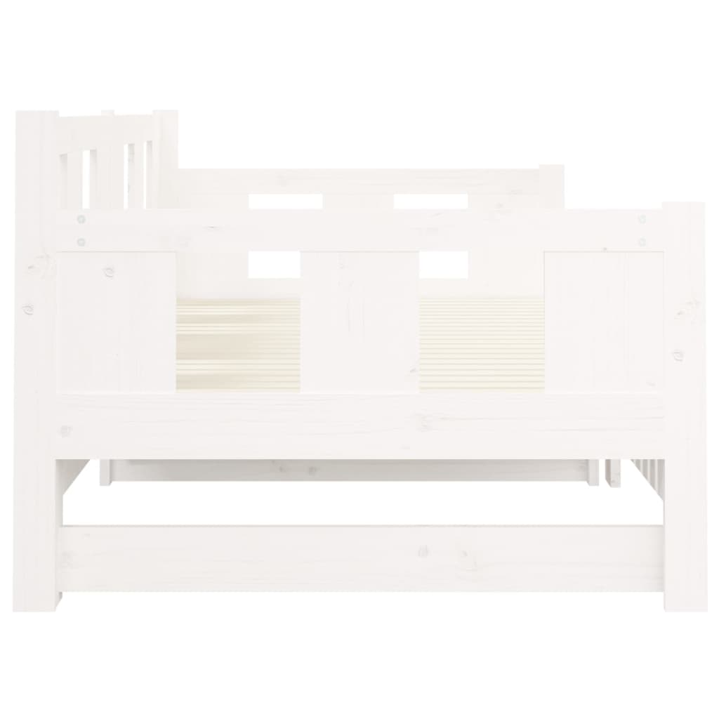 Pull-out Day Bed without Mattress White Solid Wood Pine 2x cm