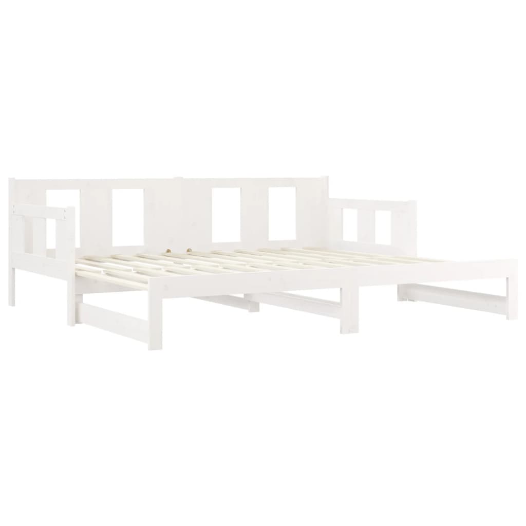 Pull-out Day Bed without Mattress White Solid Wood Pine 2x cm