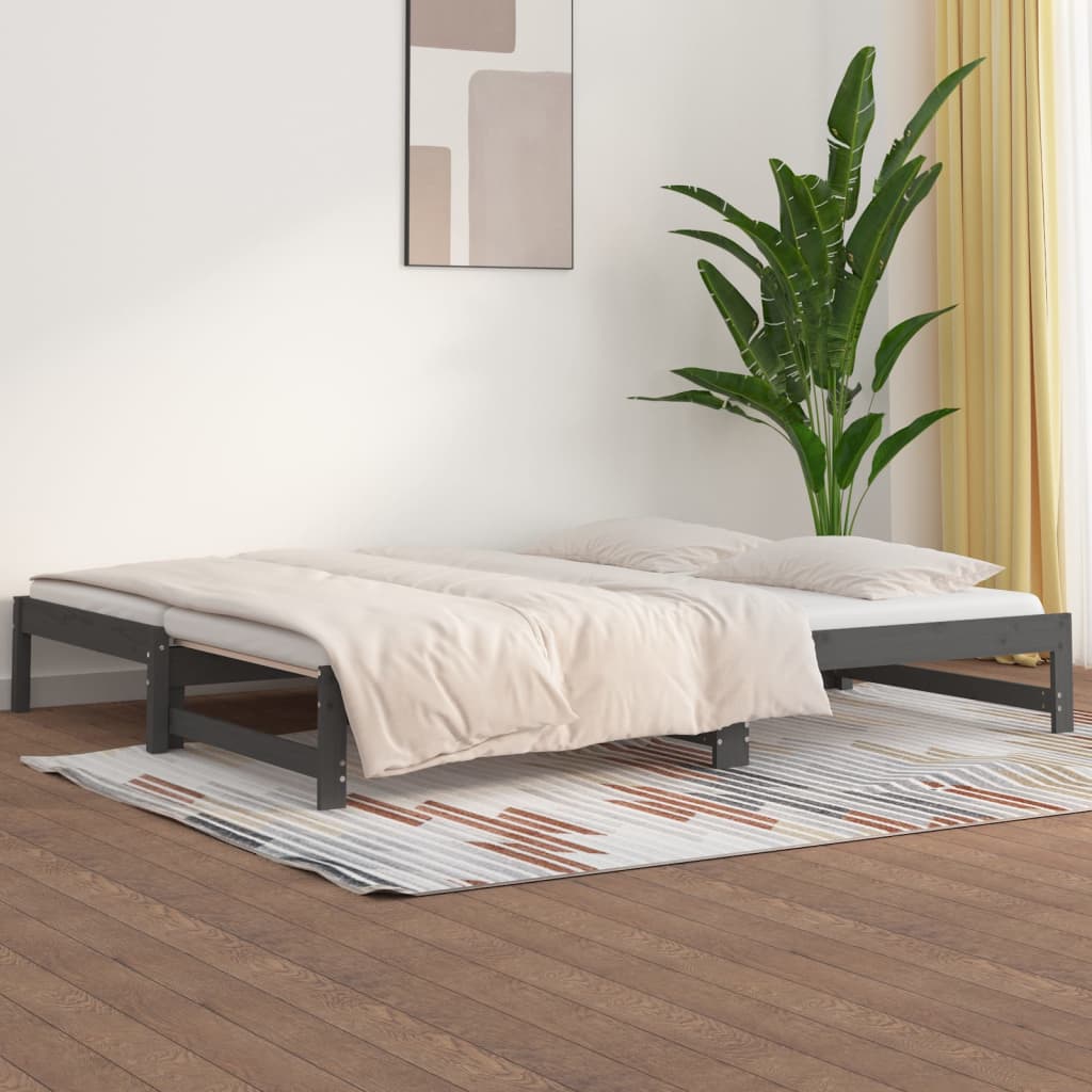 Pull-out Day Bed without Mattress Grey 2x(90x200) cm
