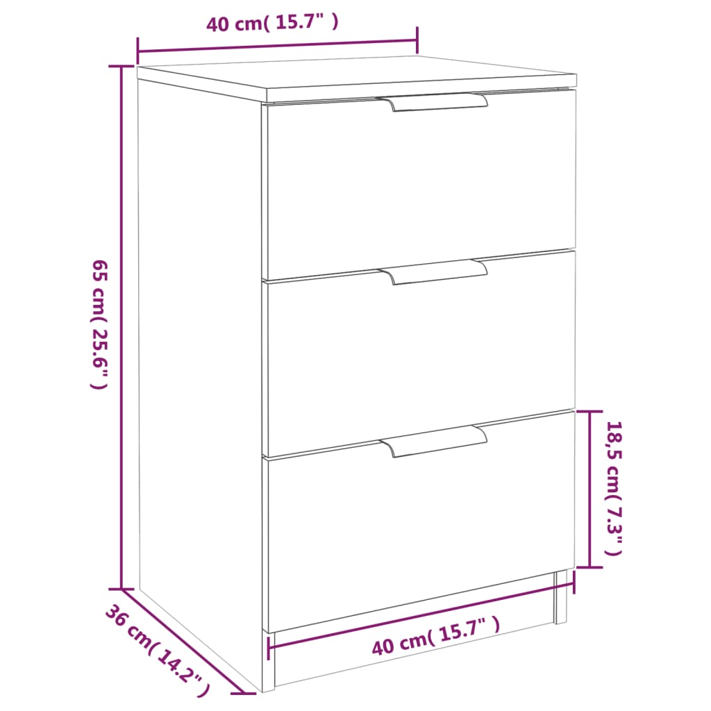 Bedside Cabinets 2 pcs Grey Sonoma 40x36x65 cm
