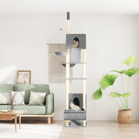 Floor to Ceiling Cat Tree Light Grey 277-303 cm