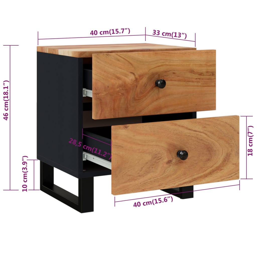 Bedside Cabinet 40x33x46 cm Solid Wood Acacia