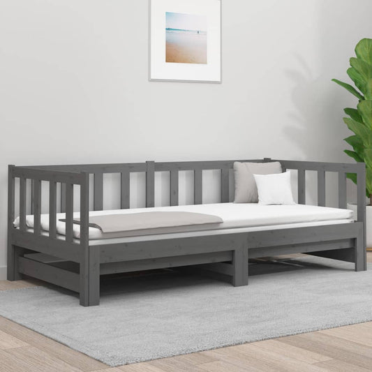 Pull-out Day Bed without Mattress Grey 2x(90x190)cm