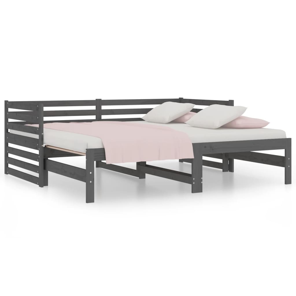 Pull-out Day Bed without Mattress Grey 2x(90x190)cm