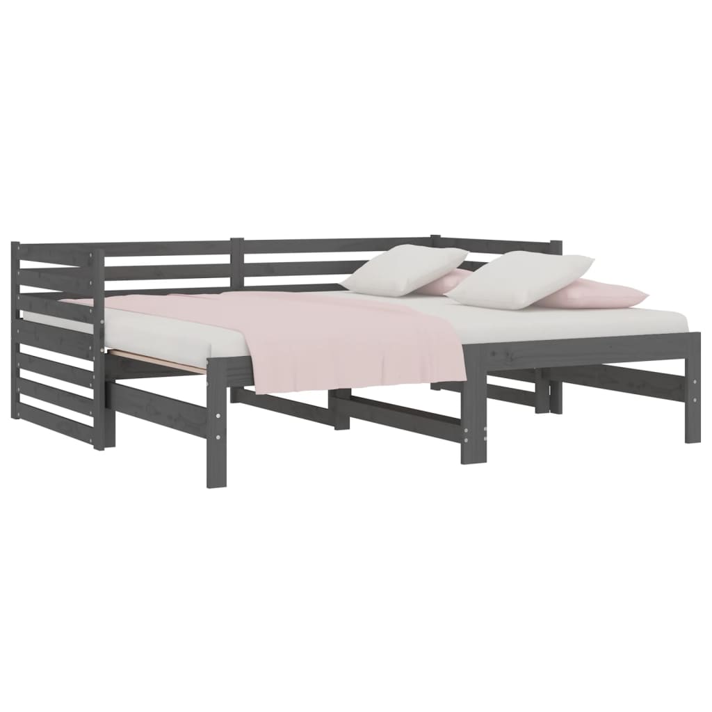 Pull-out Day Bed without Mattress Grey 2x(90x190)cm