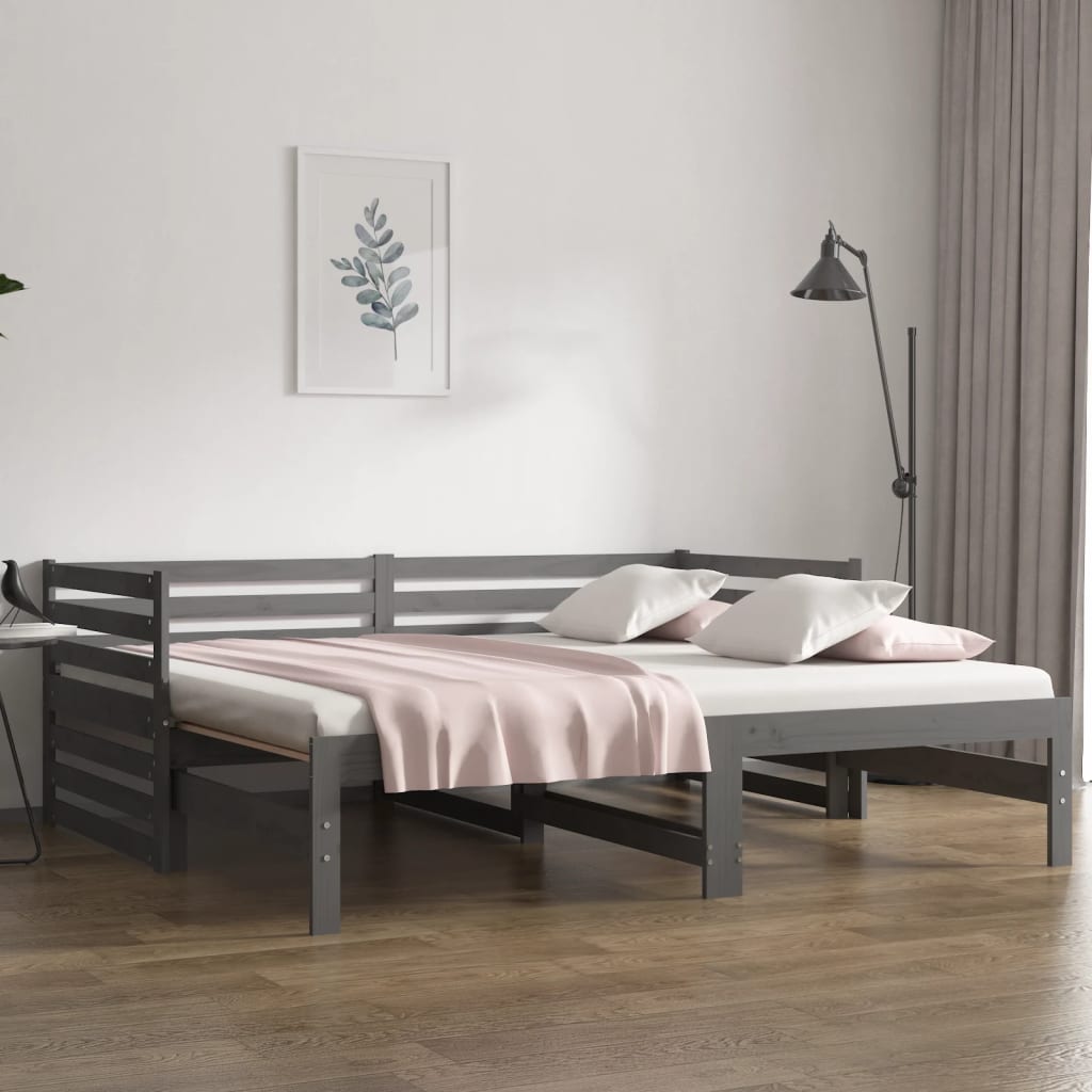 Pull-out Day Bed without Mattress Grey 2x(90x190)cm