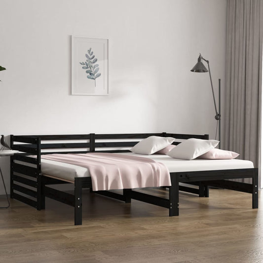 Pull-out Day Bed without Mattress Black 2x(90x190)cm