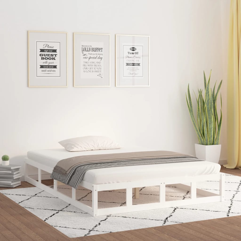 Bed Frame without Mattress White 120x190 cm Small Double  Solid Wood