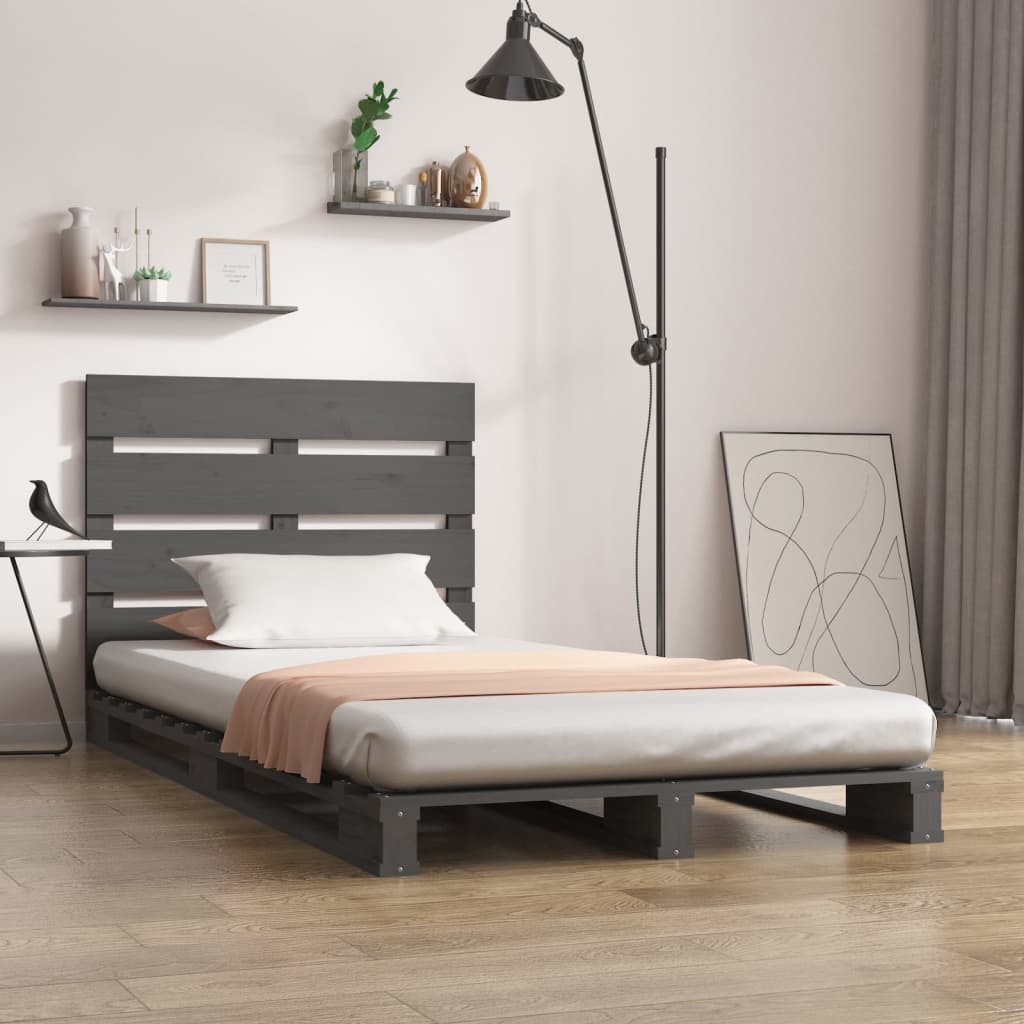 Bed Frame without Mattress Grey 100x200 cm Solid Wood Pine
