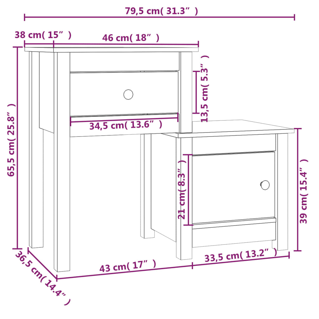 Bedside Cabinet 2 pcs Grey 79.5x38x65.5 cm Solid Wood Pine