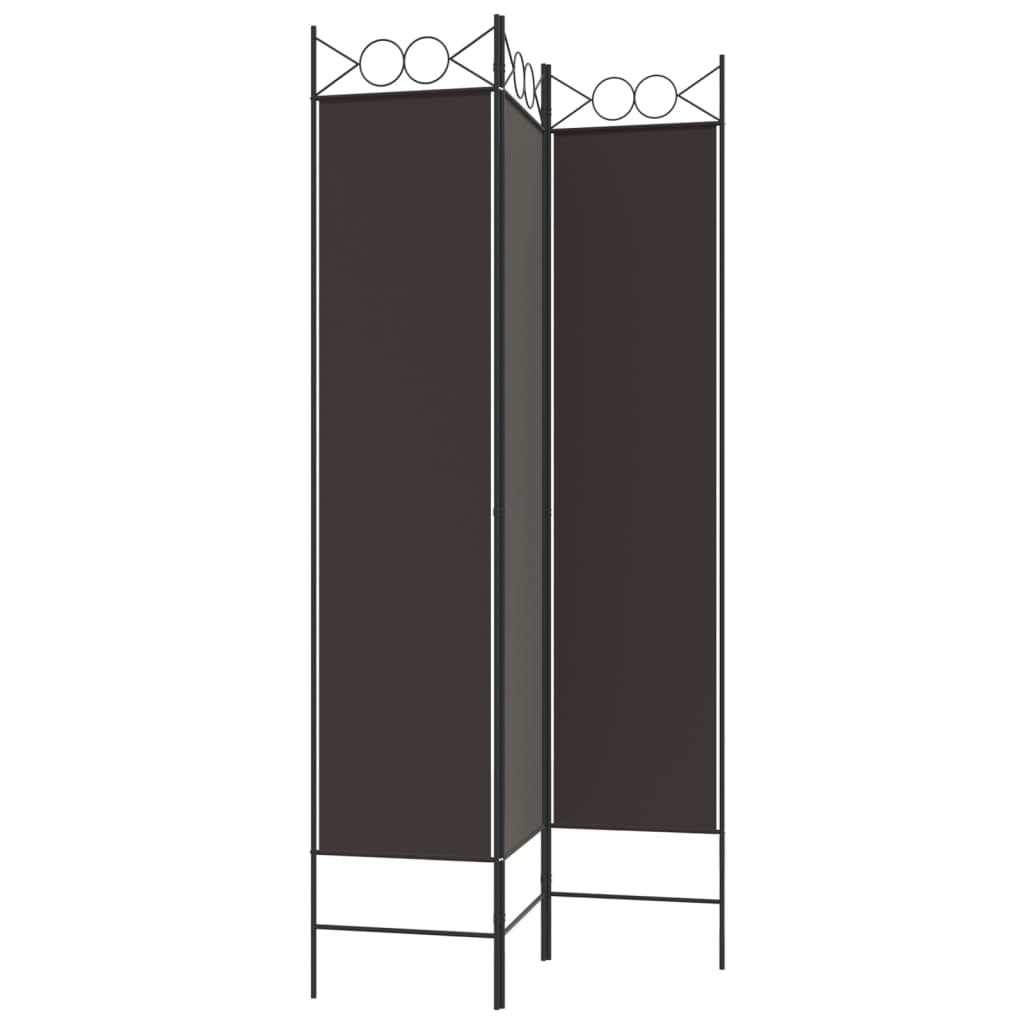 3-Panel Room Divider Brown 120x200 cm Fabric