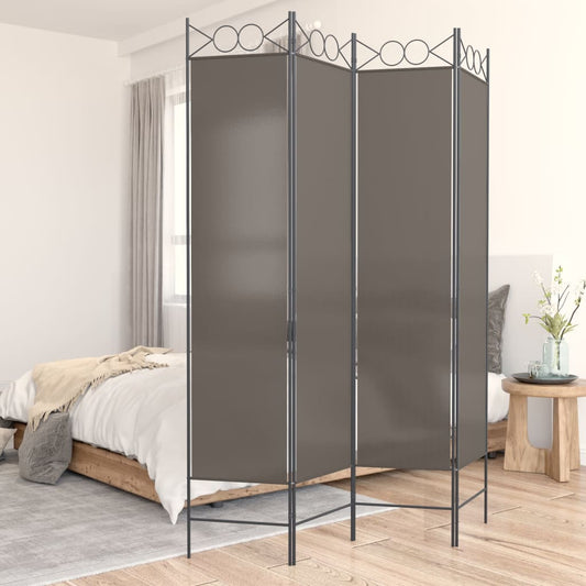 4-Panel Room Divider Anthracite 160x220 cm Fabric