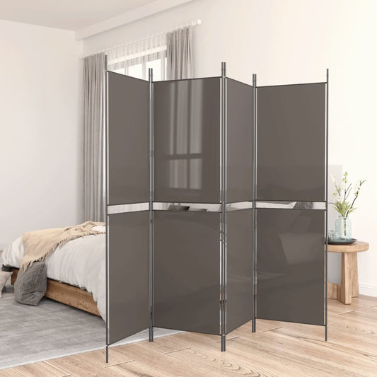 4-Panel Room Divider Anthracite 200x180 cm Fabric