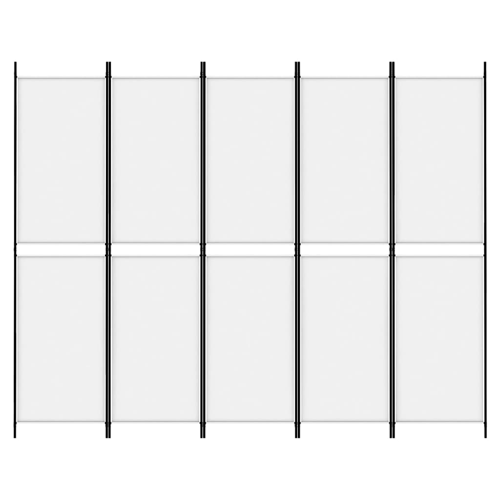 5-Panel Room Divider White 250x200 cm Fabric