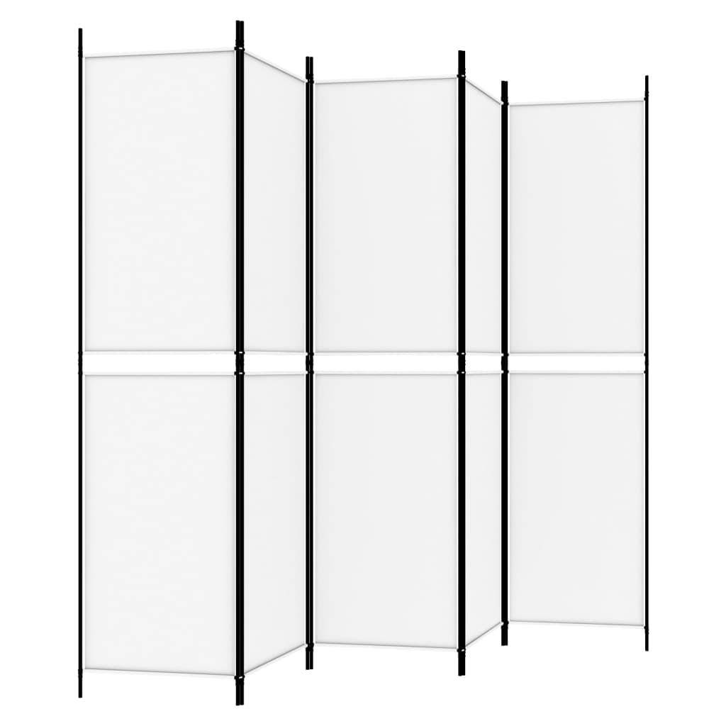 5-Panel Room Divider White 250x200 cm Fabric