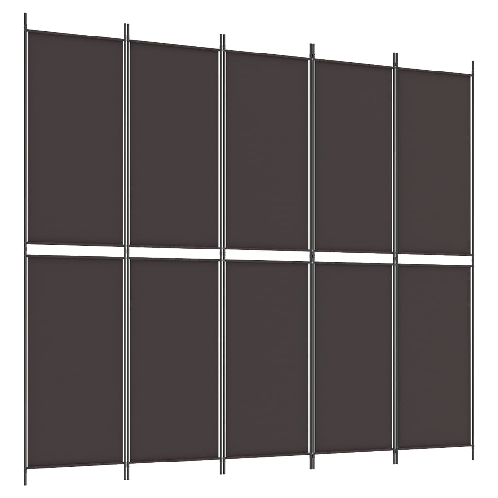 5-Panel Room Divider Brown 250x220 cm Fabric