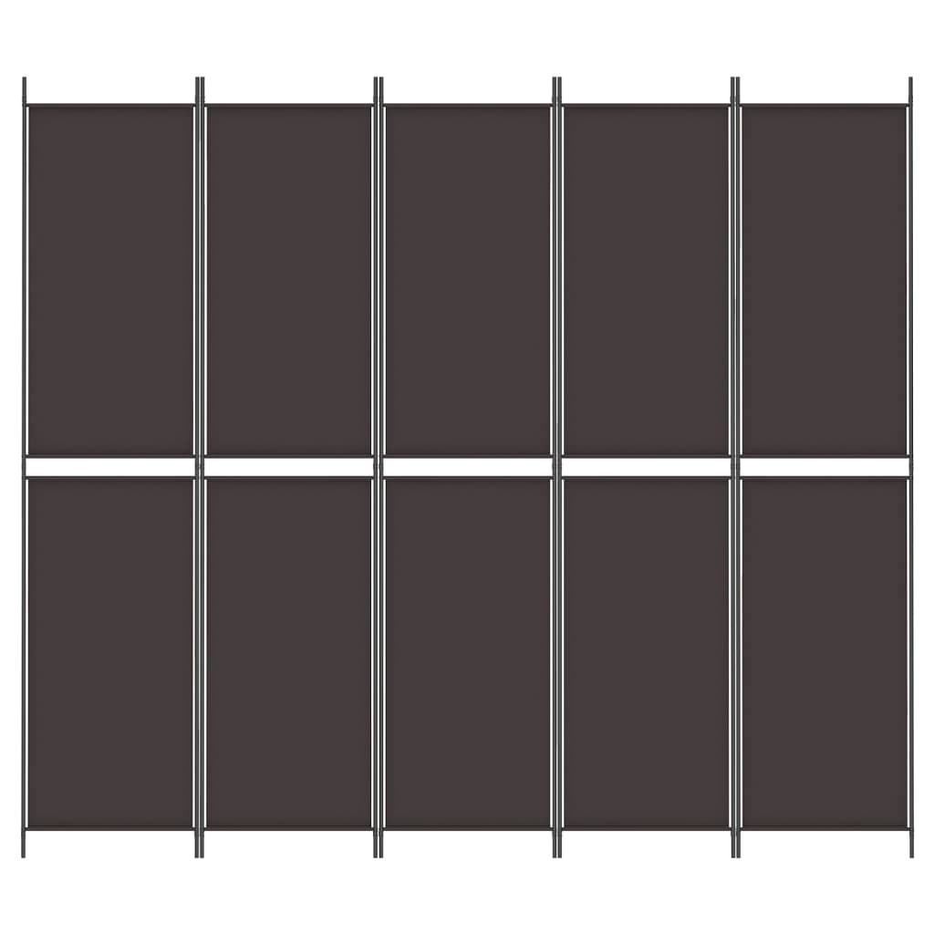 5-Panel Room Divider Brown 250x220 cm Fabric