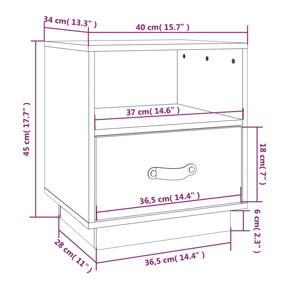 Bedside Cabinet Honey Brown 40x34x45 cm Solid Wood Pine