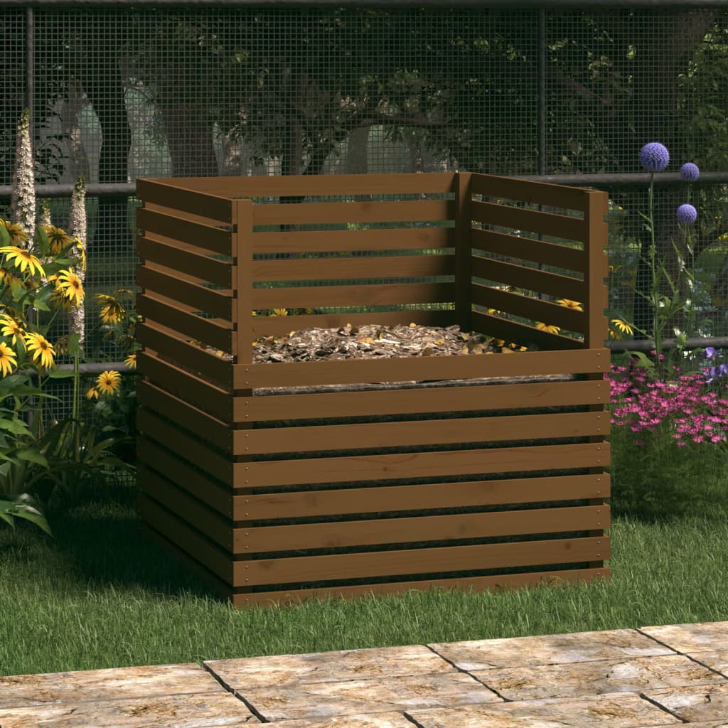 Composter Honey Brown 100x100x102 cm Solid Wood Pine