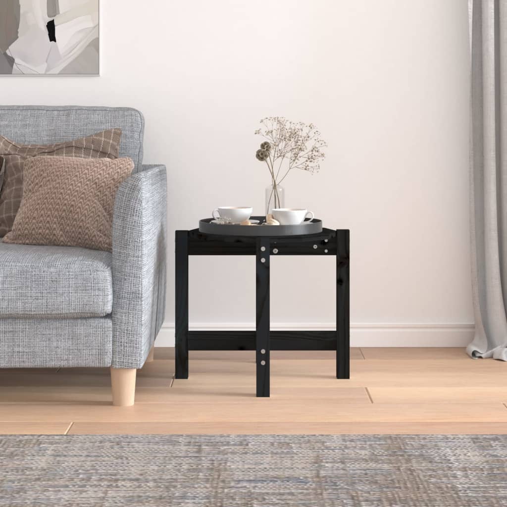 Coffee Table Black Ø 52.5x45 cm Solid Wood Pine