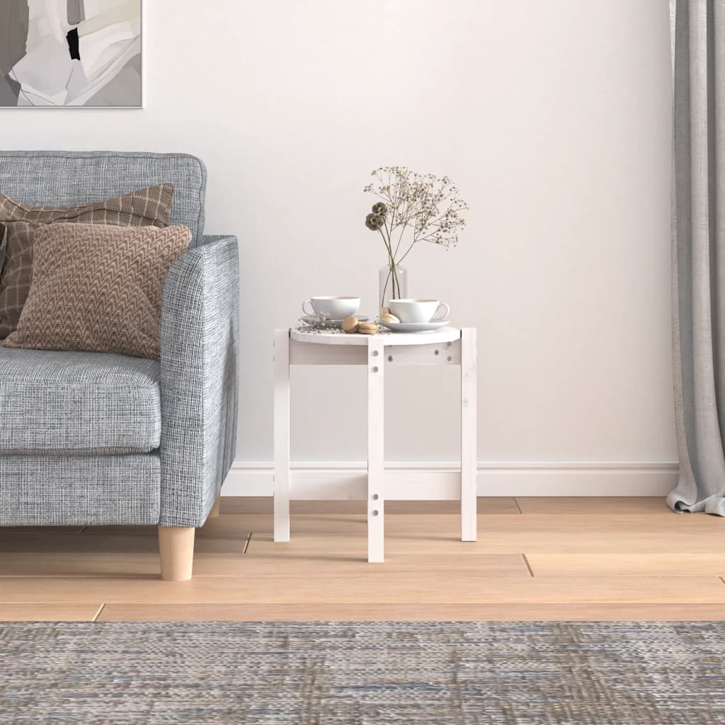Coffee Table White Ø 42.5x45 cm Solid Wood Pine