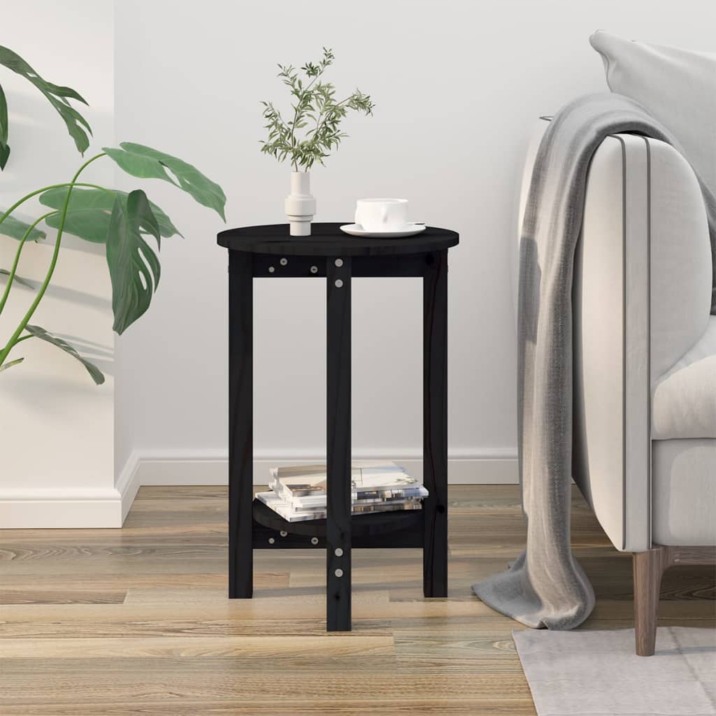 Coffee Table Black Ø 40x60 cm Solid Wood Pine