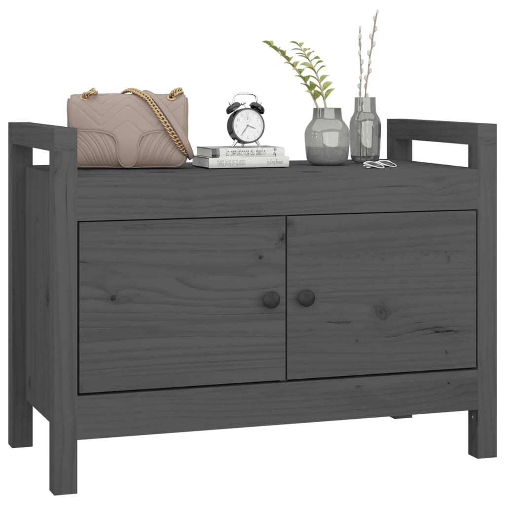 Hall Bench Grey 80x40x60 cm Solid Wood Pine