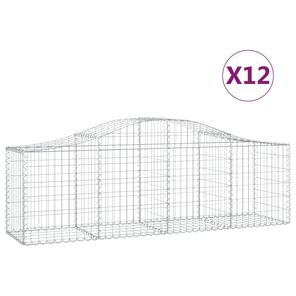 Arched Gabion Baskets 12 pcs 200x50x60/80 cm Galvanised Iron