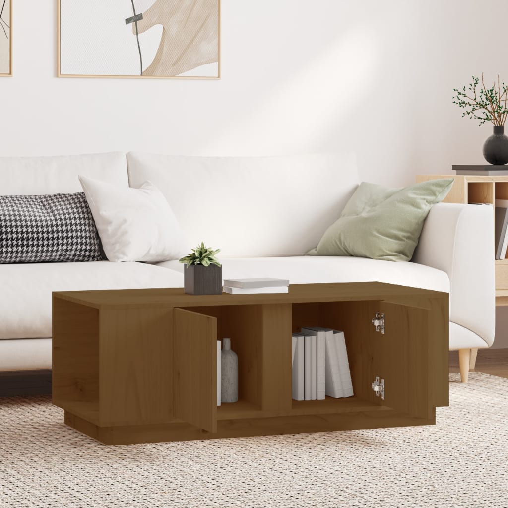 Coffee Table Honey Brown 110x50x40 cm Solid Wood Pine
