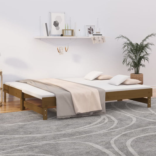 Pull-out Day Bed without Mattress Honey Brown 2x(100x200) cm